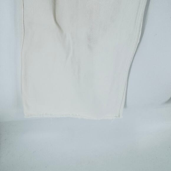 Sandro Paris Wide Leg Jeans Raw Hem Cream Denim High Rise Cotton Pants Size 36 - Picture 5 of 8